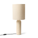 Rivièra Maison Mira Travertine Tafellamp met beige cilindrische kap en lichte ronde voet