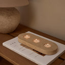 Mooisa Kaarsenhouder SET AGANO in beige detail van afwerking