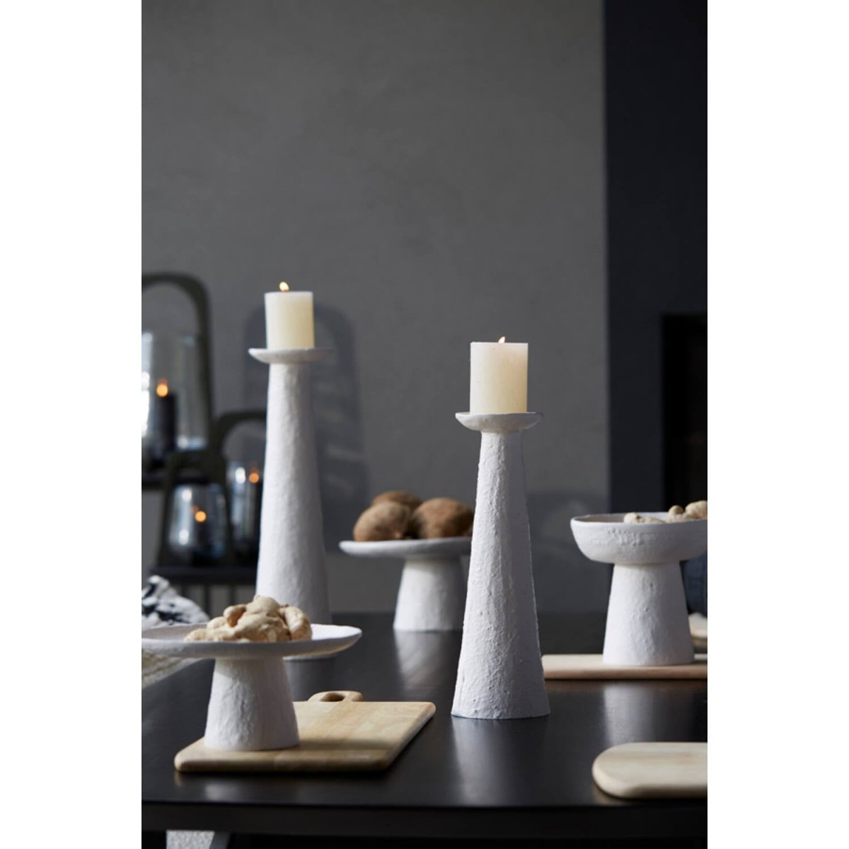 Kaarsenhouder 13x11,5x46 cm OTA crème - Van Bas