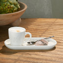 Rivièra Maison Koffiekop en Schotel CAFFÈ DOPPIO in wit detail van afwerking