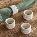 Rivièra Maison Servetringen PORTOFINO - Set van 4 stuks in wit detail van afwerking