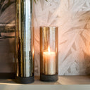 Rivièra Maison Selaire Windlicht Hout maat S detail van glas en afwerking