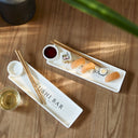 Twee langwerpige Sushi Bar Borden van Rivièra Maison op een houten tafel